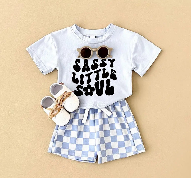 Sassy Little Soul T-Shirt & Checkered Shorts Set Hippo Boutique