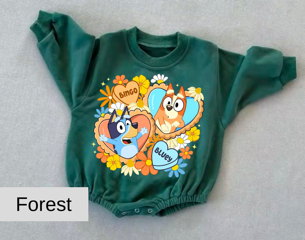 Bluey baby Oversized Sweatshirt Romper Hippo Boutique