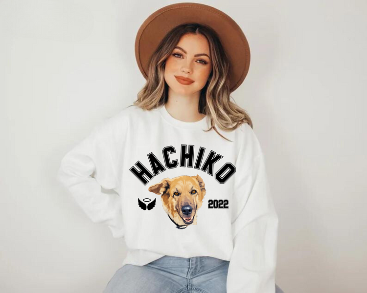 RIP Dog Memorial Sweatshirts with Portrait and paw on sleeve Hippo Boutique