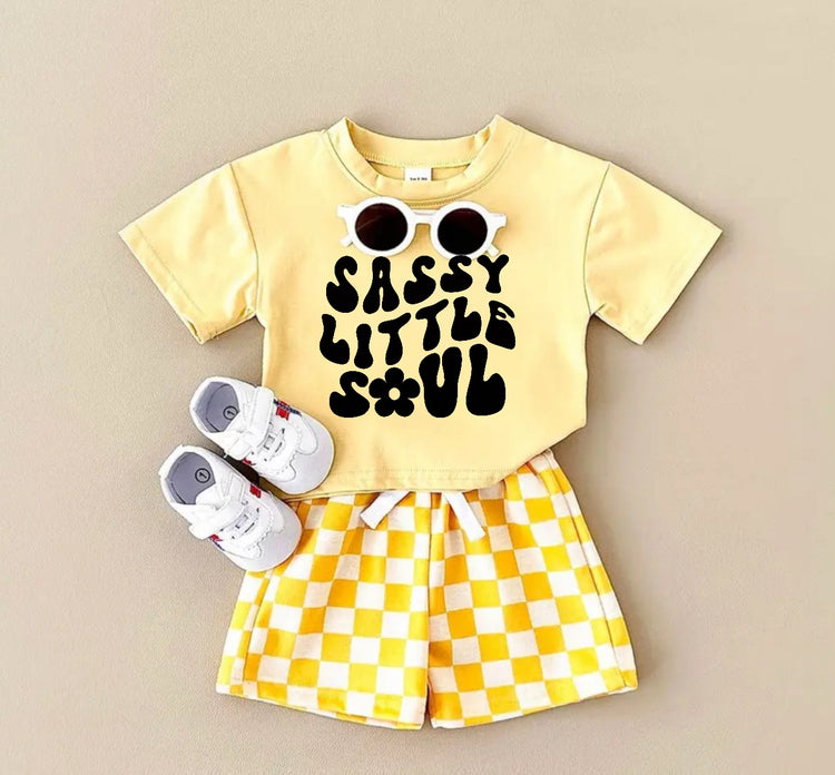 Sassy Little Soul T-Shirt & Checkered Shorts Set Hippo Boutique