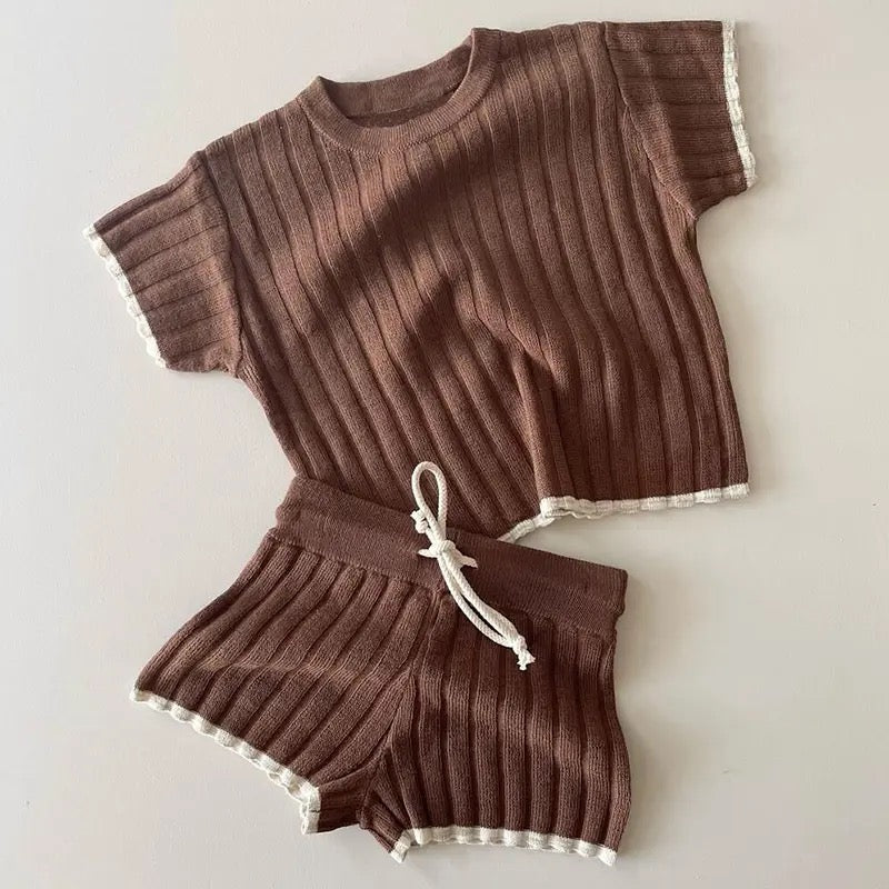 Baby & Toddler Waffle Knit Cotton Summer Outfit Sets Hippo Boutique