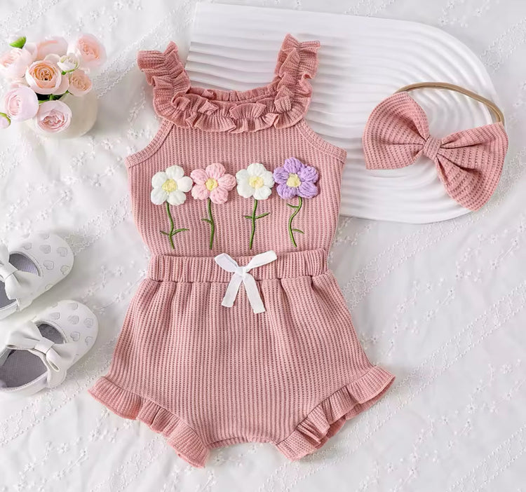Knit Floral Baby Outfit Hippo Boutique