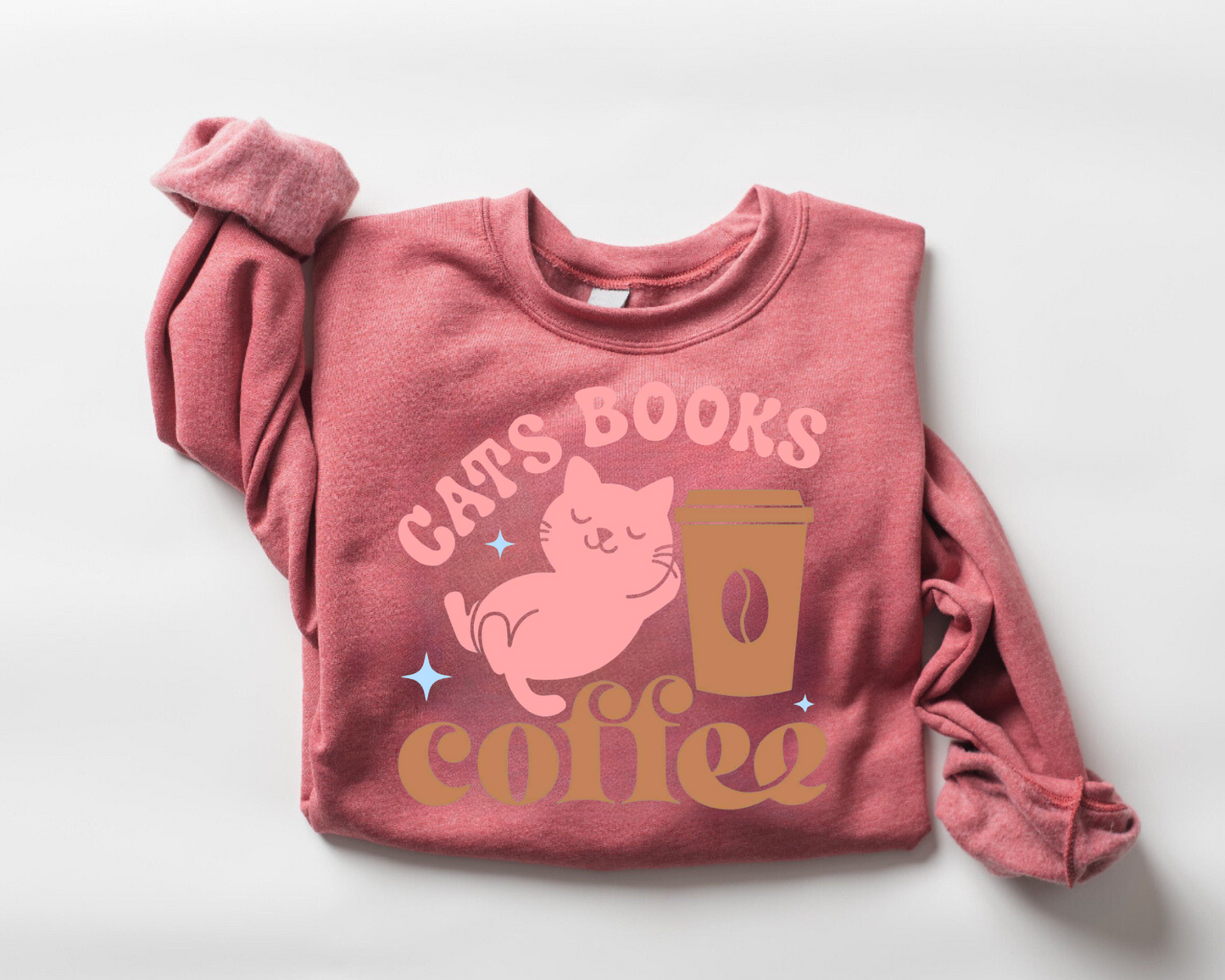 Cats Books & Coffee Sweatshirts Hippo Boutique