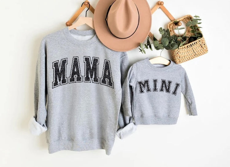 Glitter Mama & Mini Matching Sweatshirts - Grey Hippo Boutique