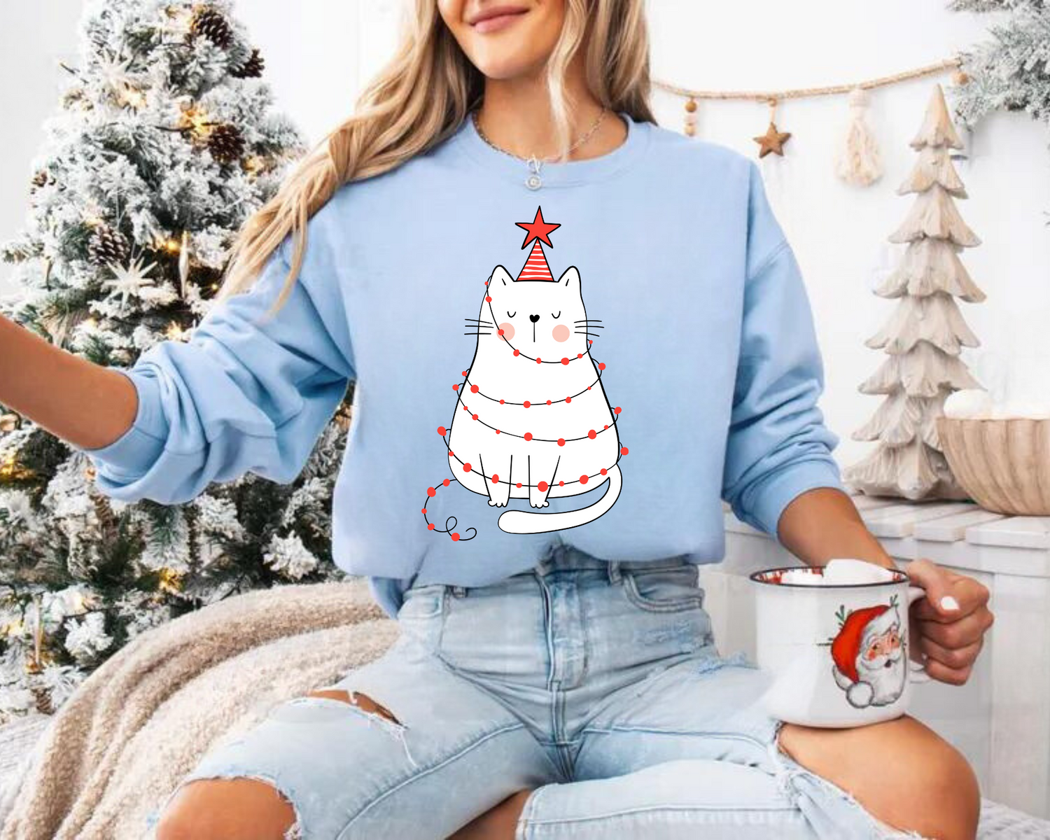 Cat Christmas Sweatshirts Hippo Boutique