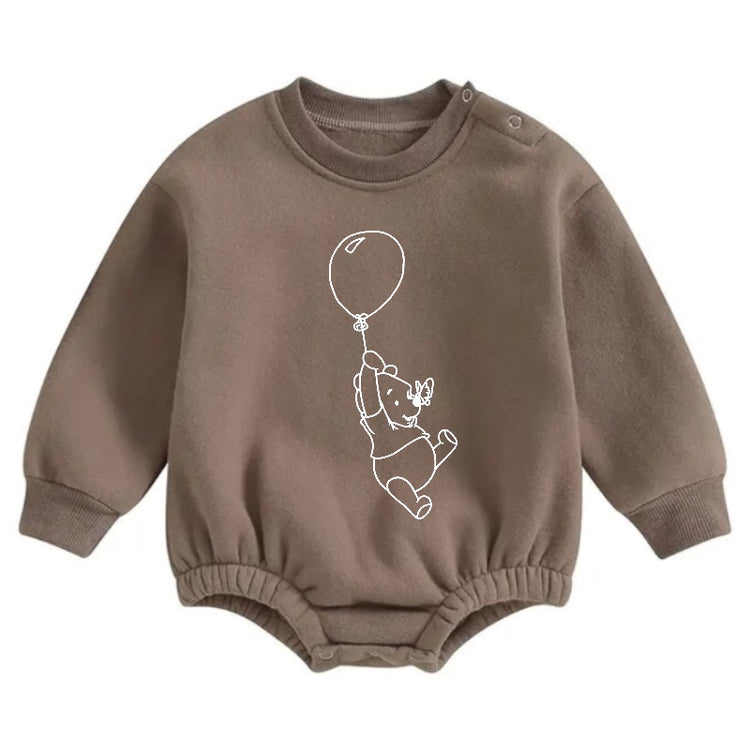 Soft warm fleece Baby Bear Balloon Oversized Sweatshirt Romper Hippo Boutique
