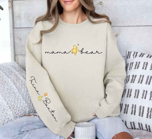 Mama Bear Sweatshirt with children’s name on sleeve Hippo Boutique