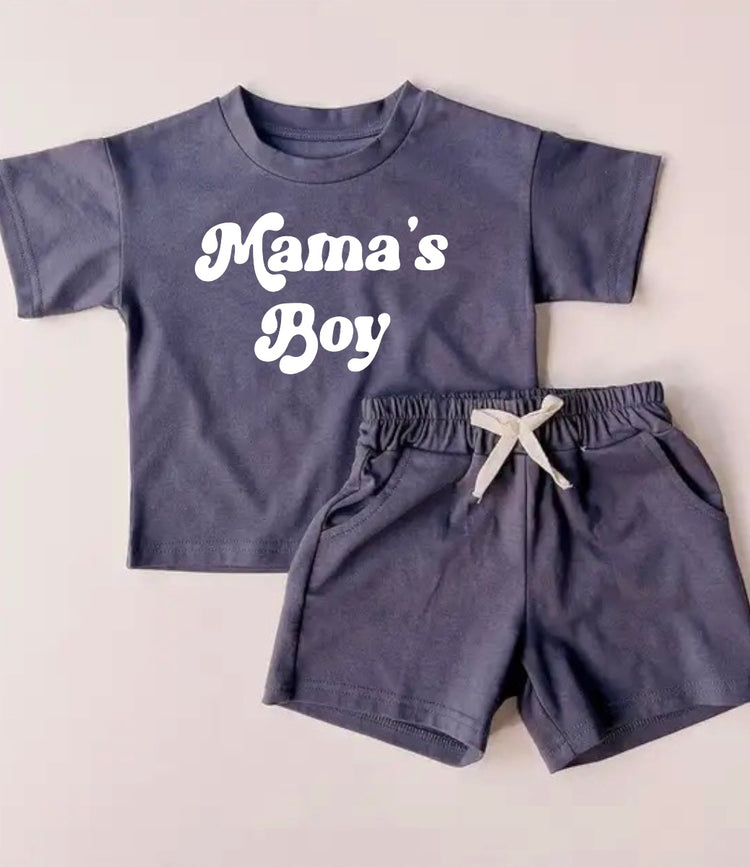 Mama’s Boy Baby Boy T-Shirt & Shorts outfit Hippo Boutique