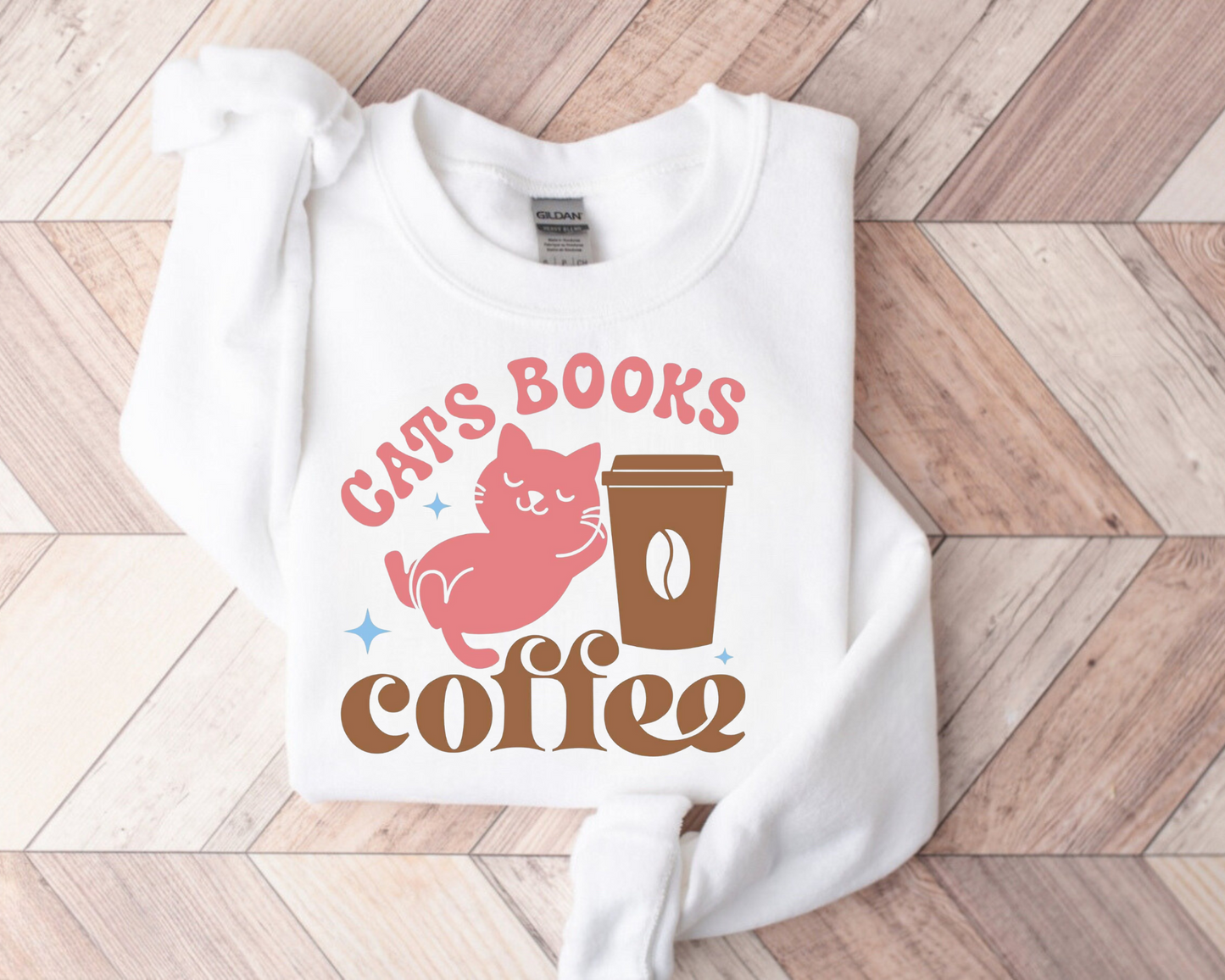 Cats Books & Coffee Sweatshirts Hippo Boutique