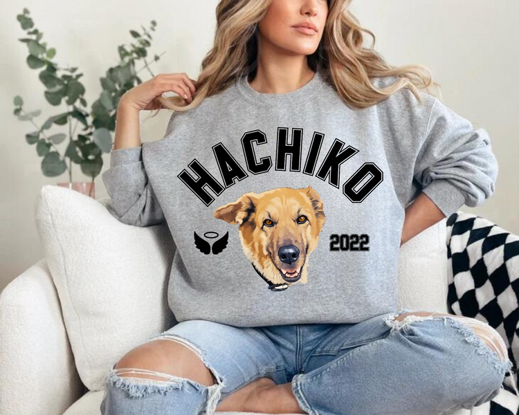 RIP Dog Memorial Sweatshirts with Portrait and paw on sleeve Hippo Boutique