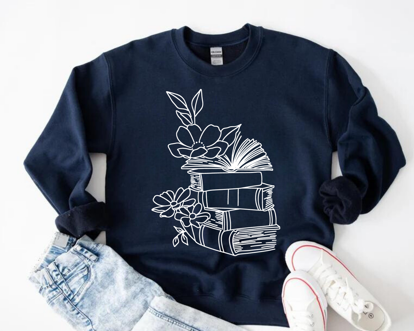 Floral books Sweatshirts Hippo Boutique