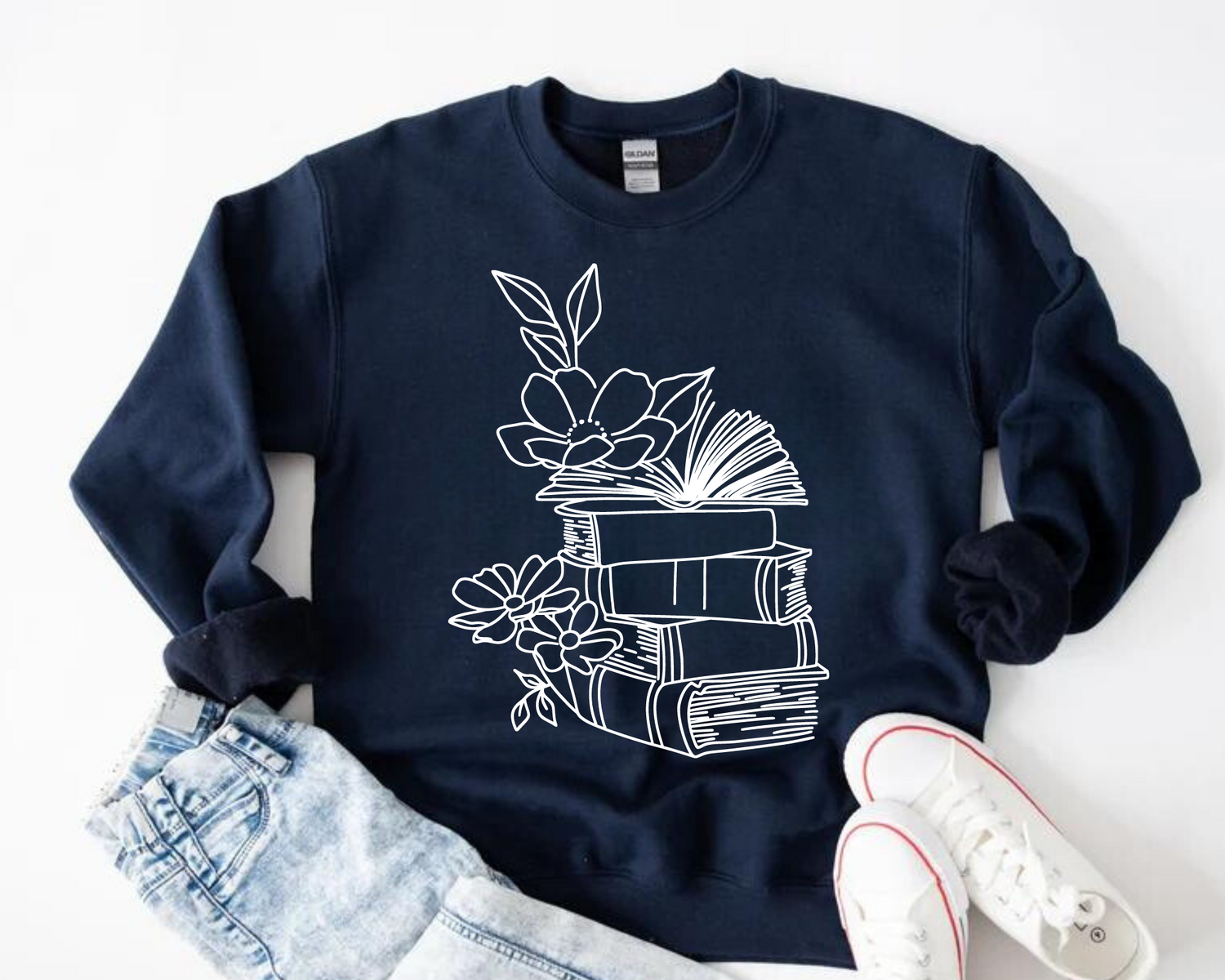 Floral books Sweatshirts Hippo Boutique