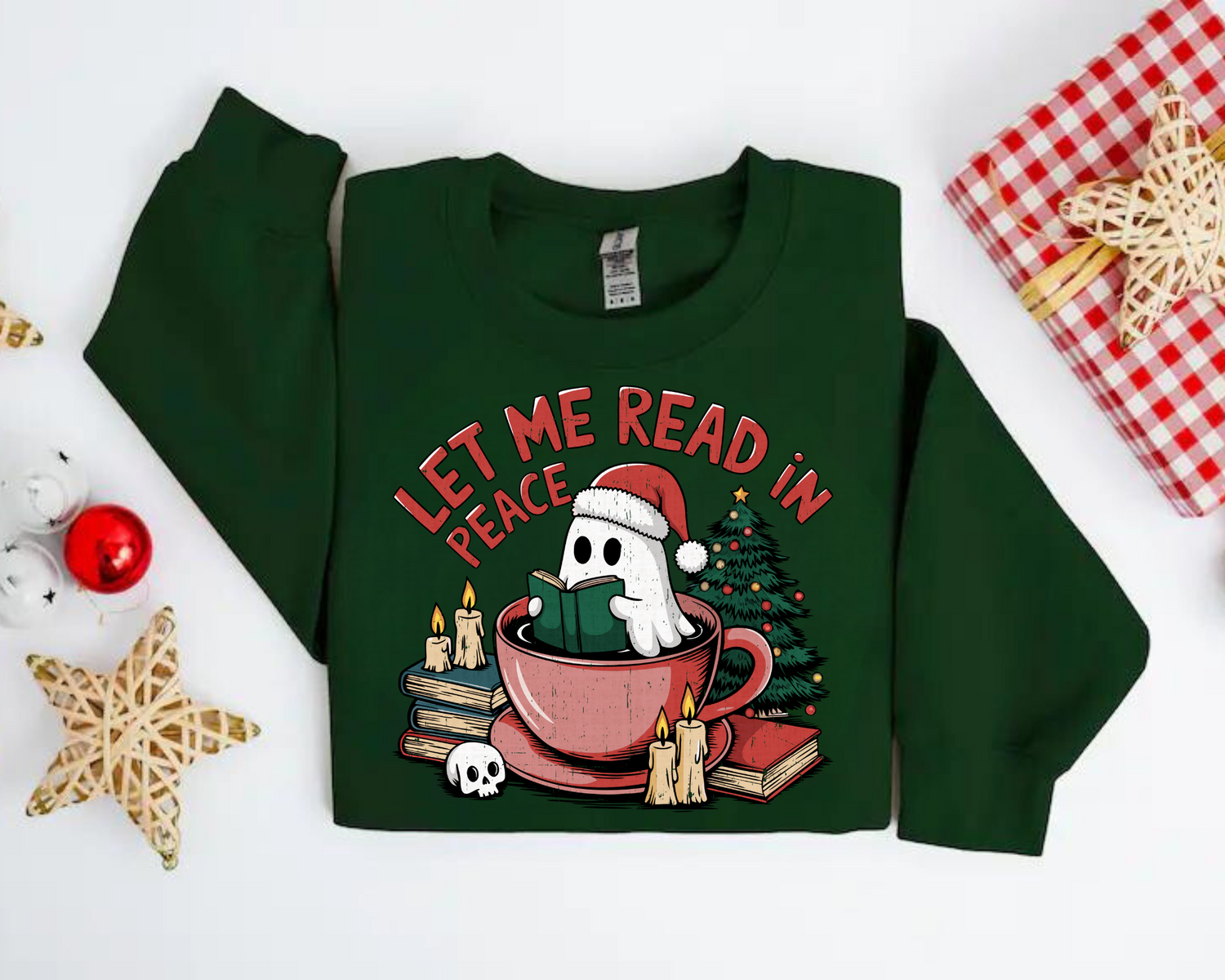Let me read in peace Ghost Christmas Sweatshirts Hippo Boutique