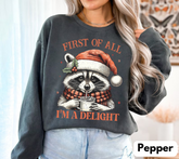 Raccoon Im a delight Christmas Sweatshirts Hippo Boutique