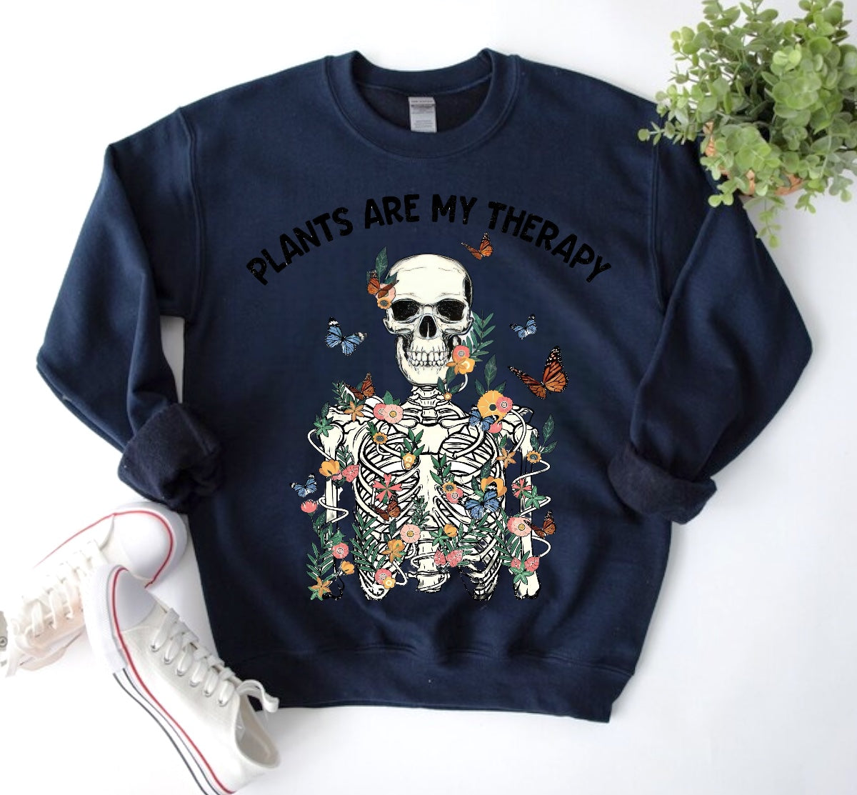 Women’s Crewneck Sweatshirts - Plants are my Therapy Hippo Boutique