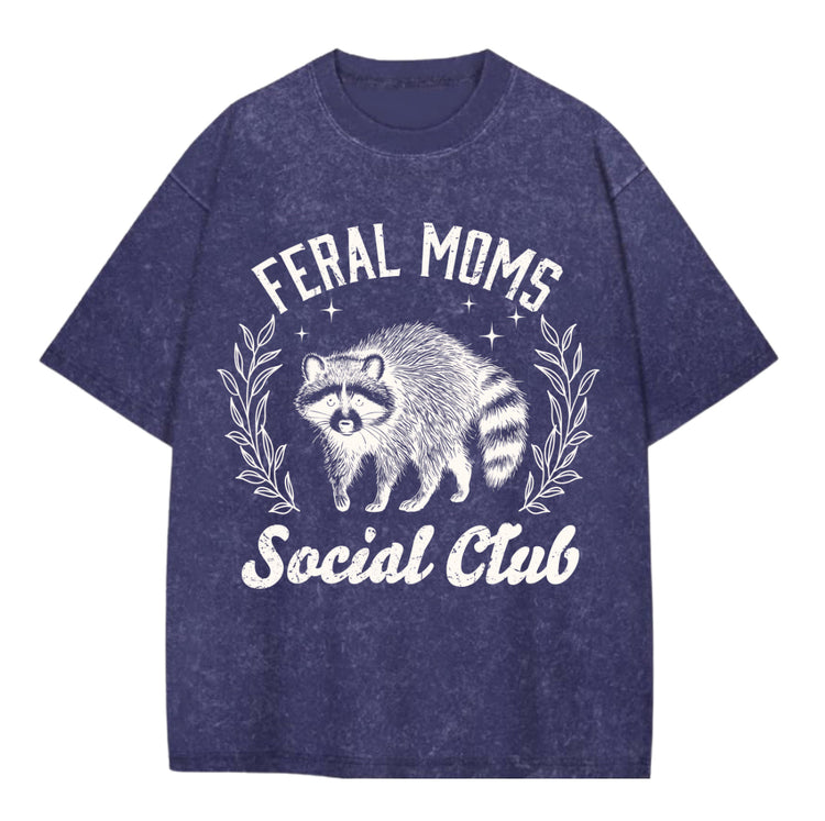 Oversized Acid Washed Raccoon T-Shirt - Feral Mom’s Social Club Hippo Boutique