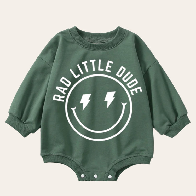 Rad Little Dude Oversized Sweatshirt Romper Hippo Boutique