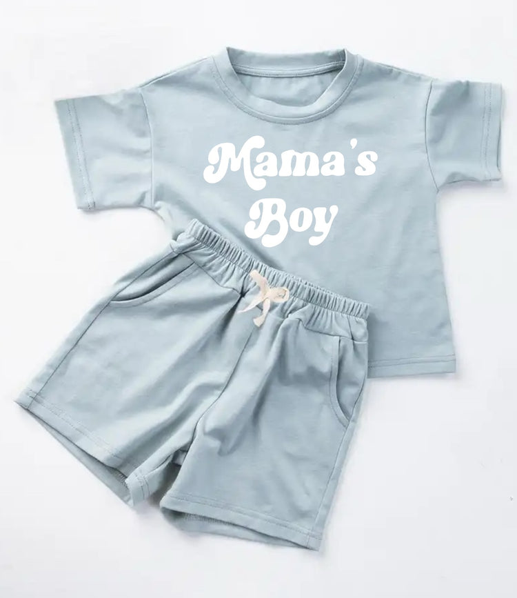 Mama’s Boy Baby Boy T-Shirt & Shorts outfit Hippo Boutique