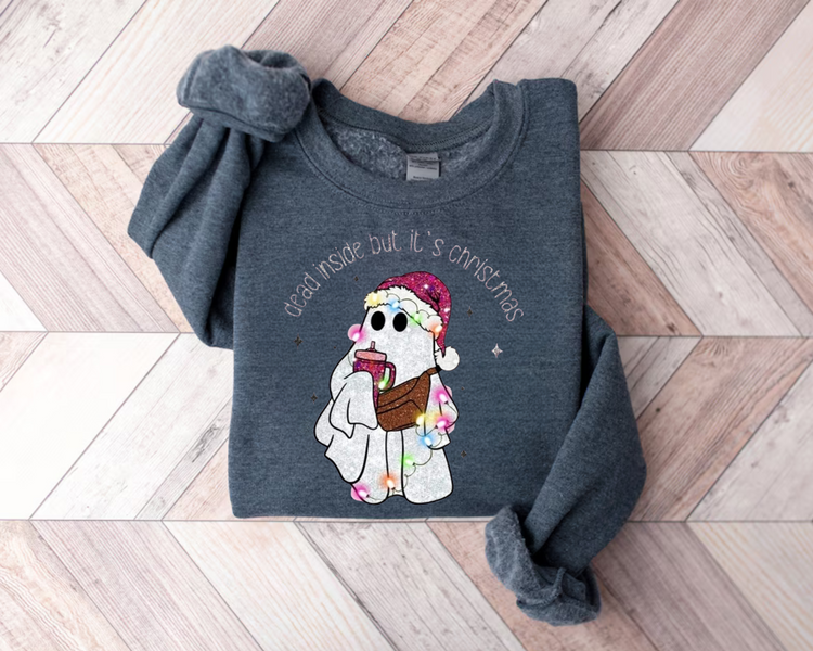 Dead Inside but its christmas crewneck Sweatshirts Hippo Boutique