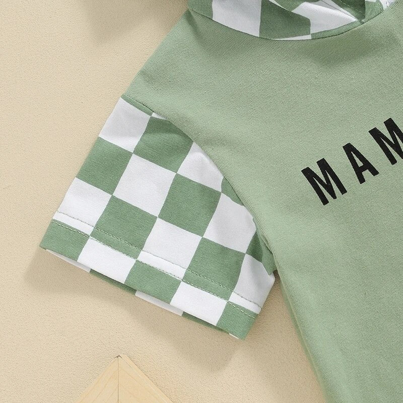 Checkered Baby Hood T-Shirt & Shorts outfit Hippo Boutique