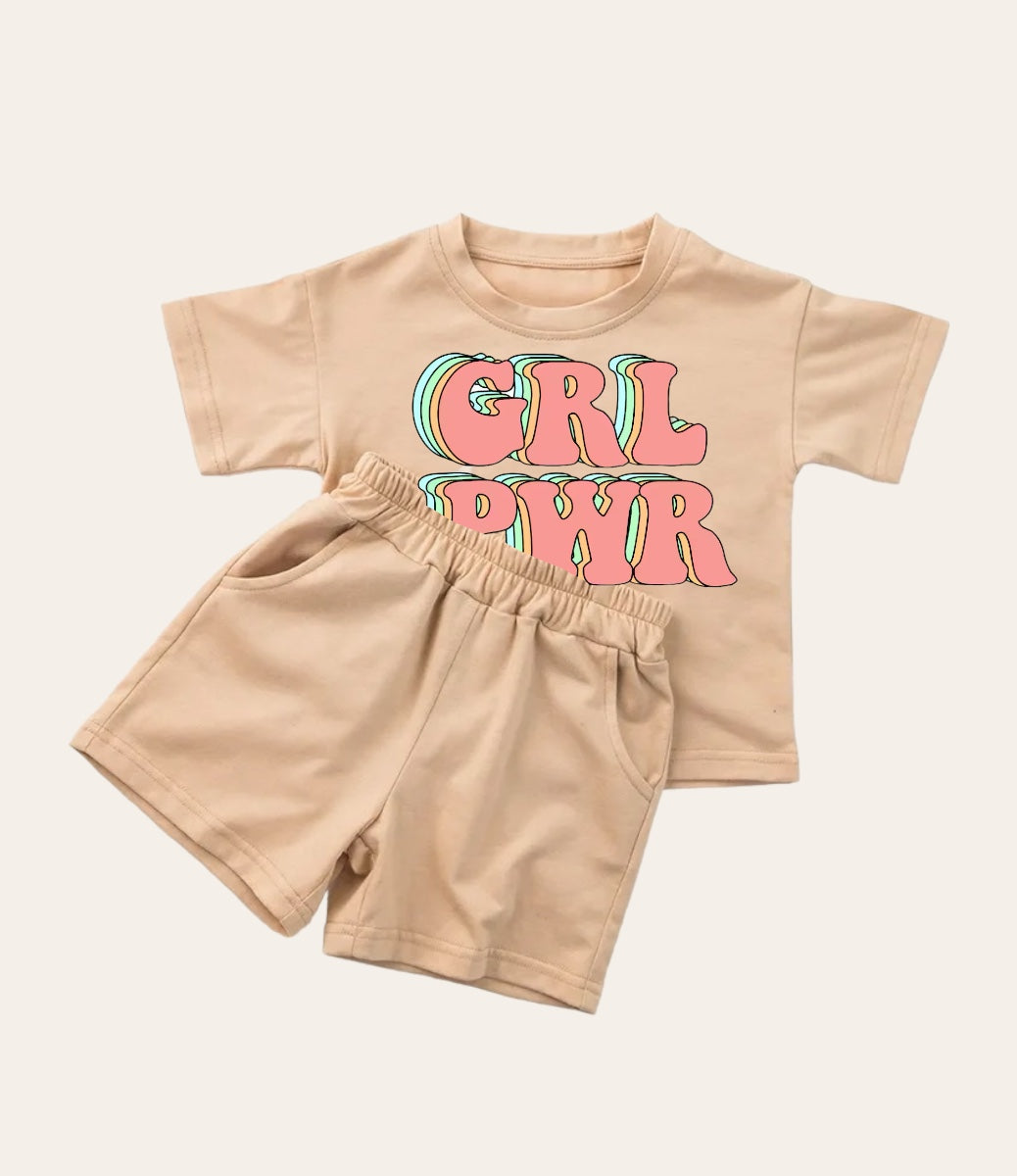 Girl Power Baby Girl T-Shirt & Shorts outfit Hippo Boutique