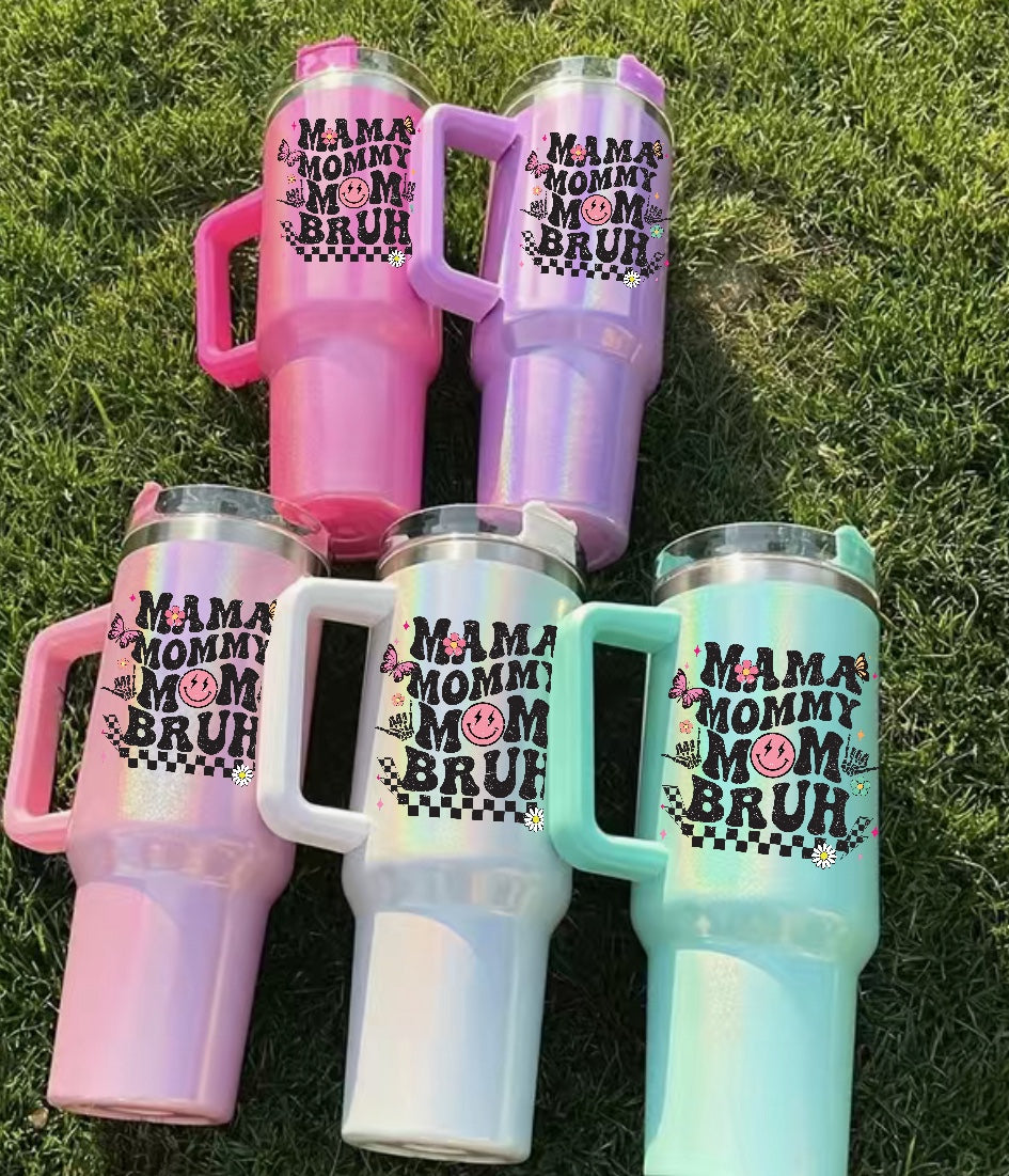 Retro Mama Mommy Mom Bruh 40oz Shimmer Tumbler with Handle – Hippo Boutique