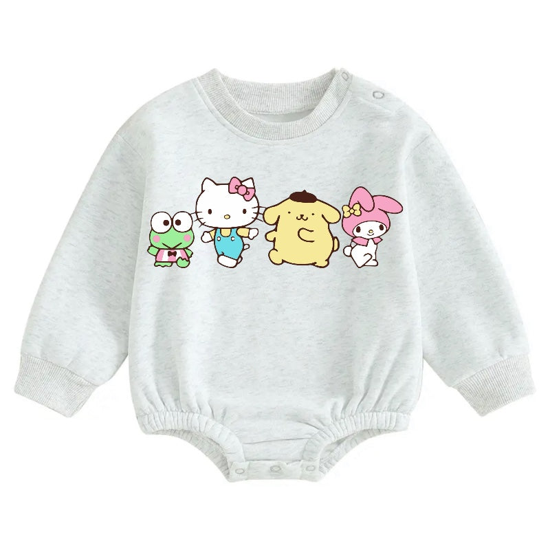 Soft warm fleece kitty Oversized Sweatshirt Romper Hippo Boutique
