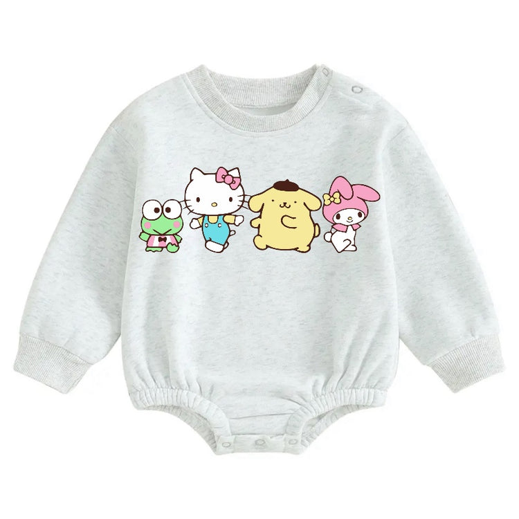 Soft warm fleece kitty Oversized Sweatshirt Romper Hippo Boutique