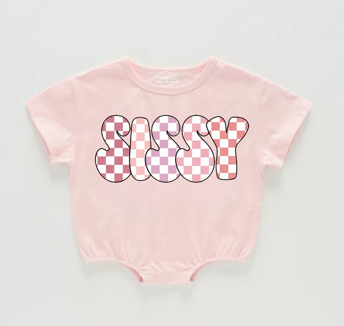 Checkered Sissy Baby Girl t-shirt Bubble Romper Hippo Boutique
