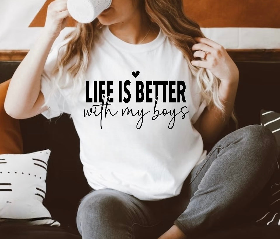 Life is Better with my Boys Women’s T-Shirts Hippo Boutique