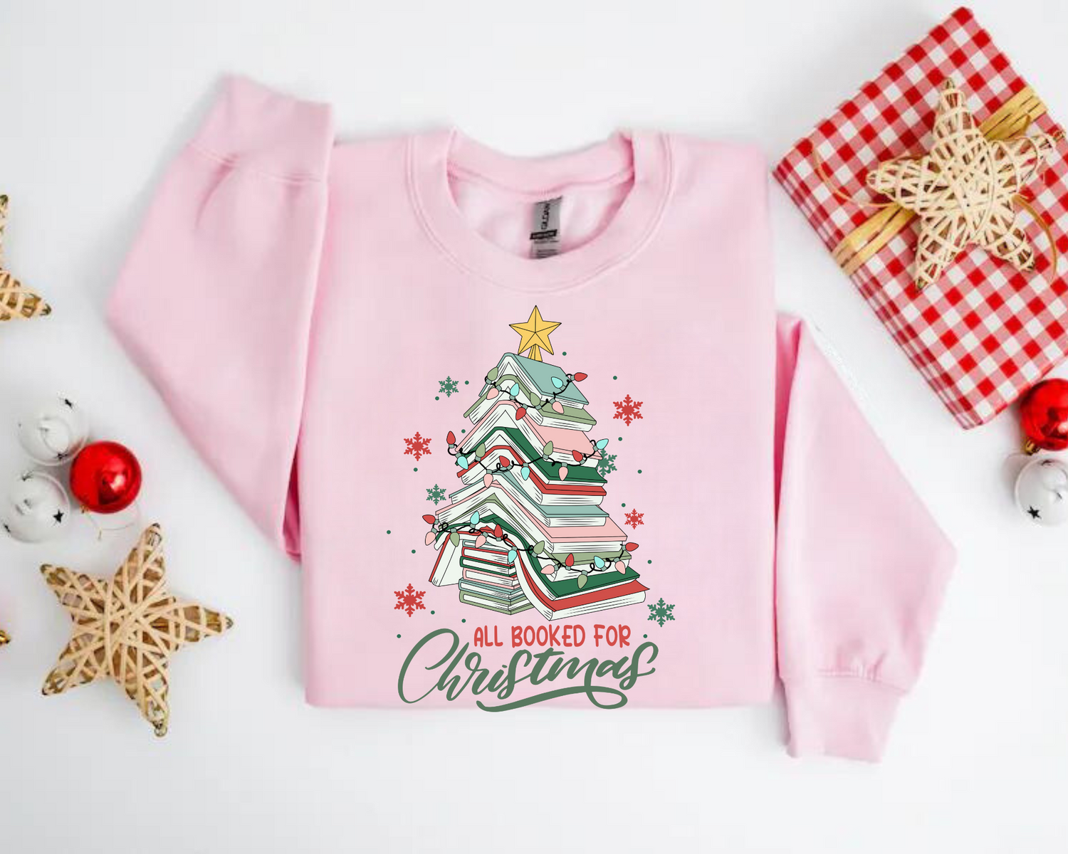 All Booked for Christmas Sweatshirts Hippo Boutique