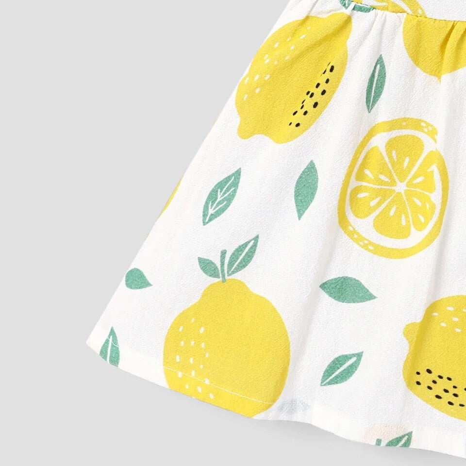 Button lemon and yellow plaid baby sleeveless ruffle dress Hippo Boutique