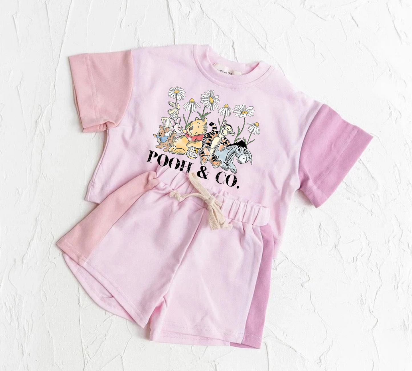 Baby & Toddler cotton color block pooh outfit Hippo Boutique
