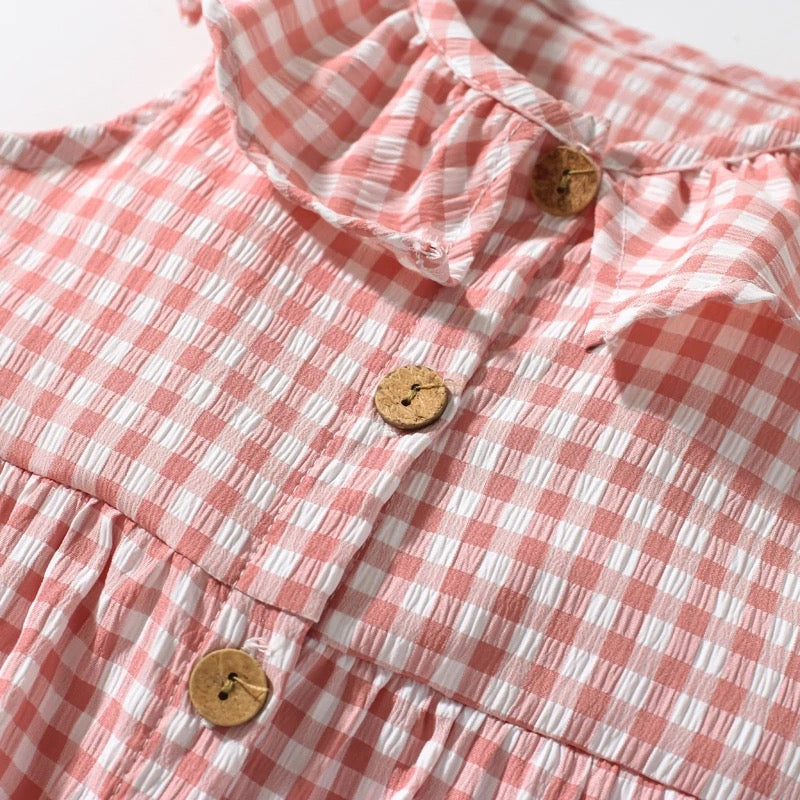 Mushroom Plaid kids Sun Dress Hippo Boutique