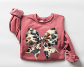 Cow Bow Christmas Sweatshirts Hippo Boutique