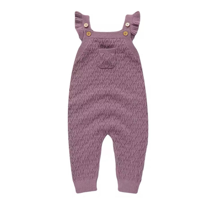 Baby Ruffled Knit Suspender romper bodysuit Hippo Boutique