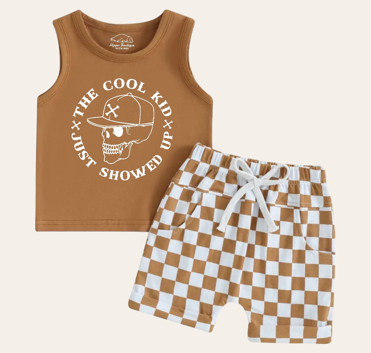 Cool Kid Baby & toddler outfit tank & checkered shorts Hippo Boutique