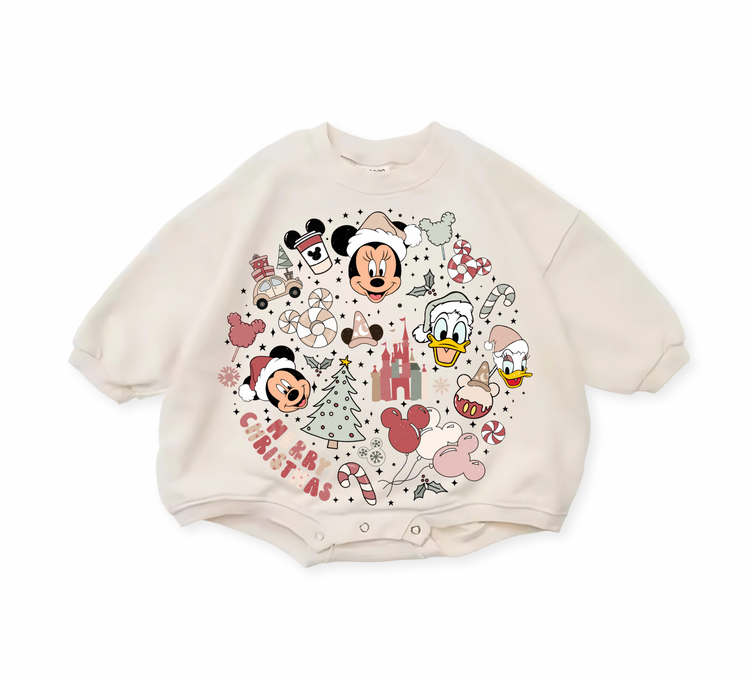 Christmas Mouse baby Oversized Sweatshirt Romper Hippo Boutique