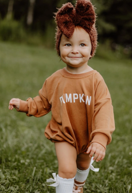 Pumpkin Baby Halloween Sweatshirt Romper Hippo Boutique