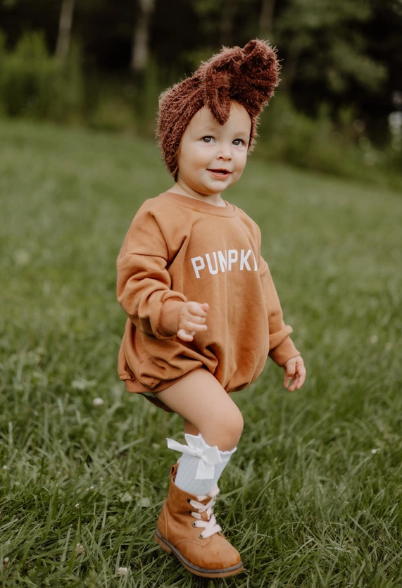 Pumpkin Baby Halloween Sweatshirt Romper Hippo Boutique
