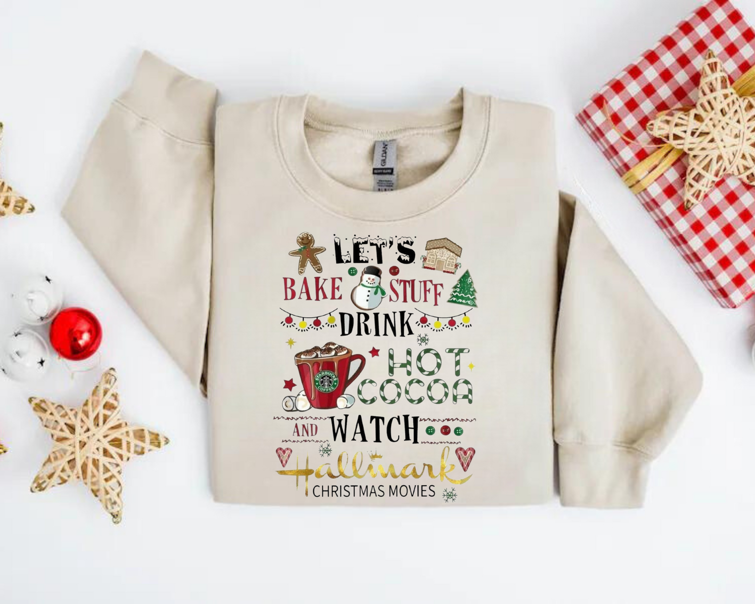Lets bake stuff Christmas crewneck Sweatshirts Hippo Boutique