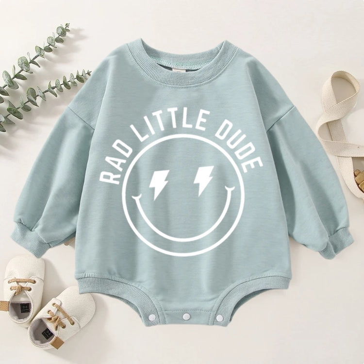 Rad Little Dude Oversized Sweatshirt Romper Hippo Boutique