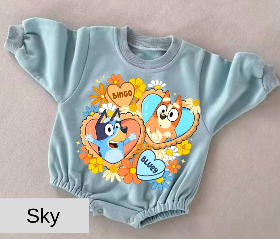 Bluey baby Oversized Sweatshirt Romper Hippo Boutique
