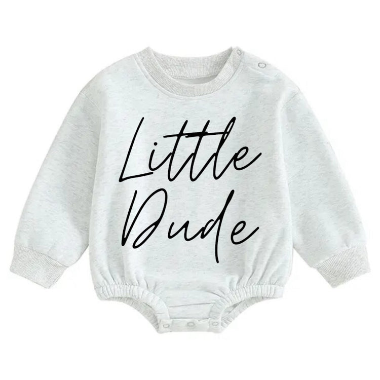 Soft warm little dude fleece Baby Boy Oversized Sweatshirt Romper Hippo Boutique