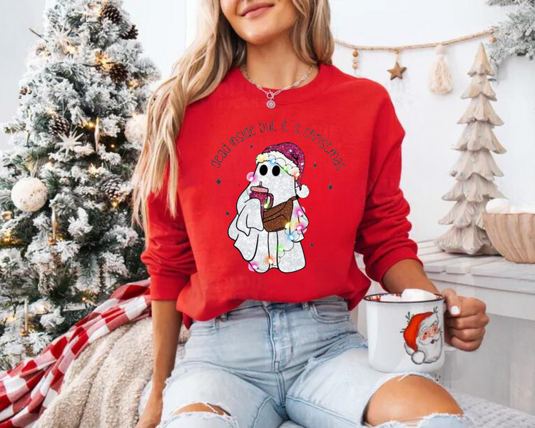 Dead Inside but its christmas crewneck Sweatshirts Hippo Boutique