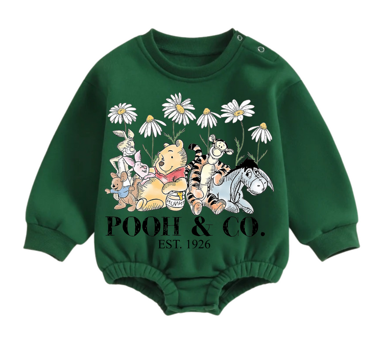 Soft warm fleece Baby pooh Oversized Sweatshirt Romper Hippo Boutique
