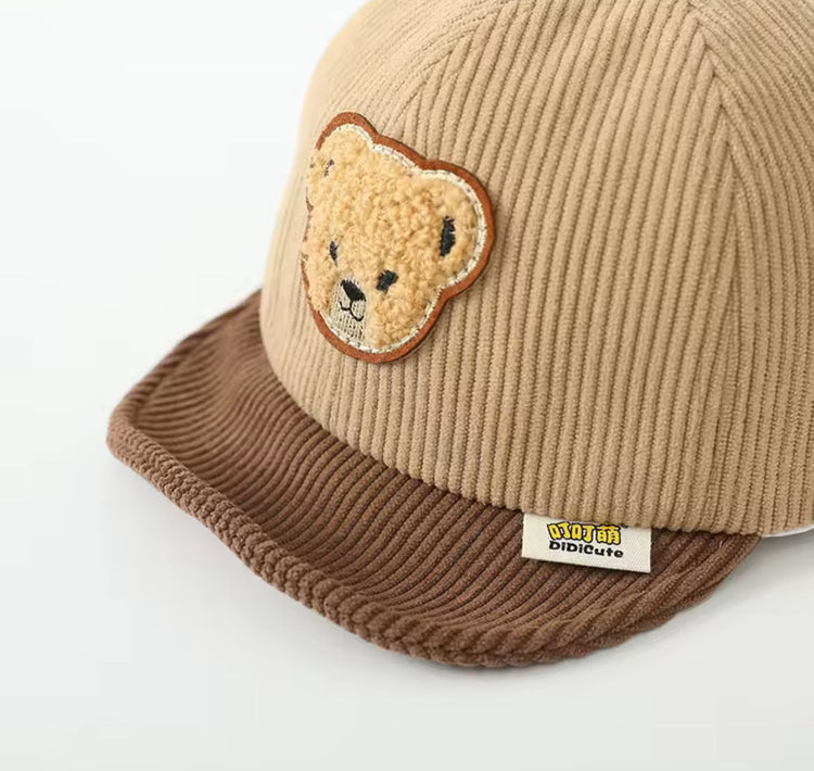 Teddy Bear Soft Edge Corduroy Baby Hats Hippo Boutique