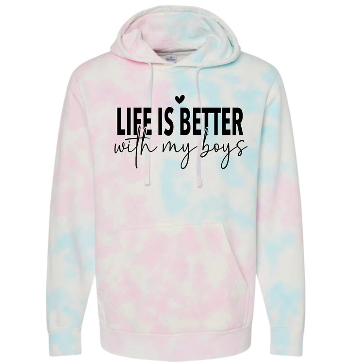 Life is Better with my Boys Tie Dye Hoodies Hippo Boutique