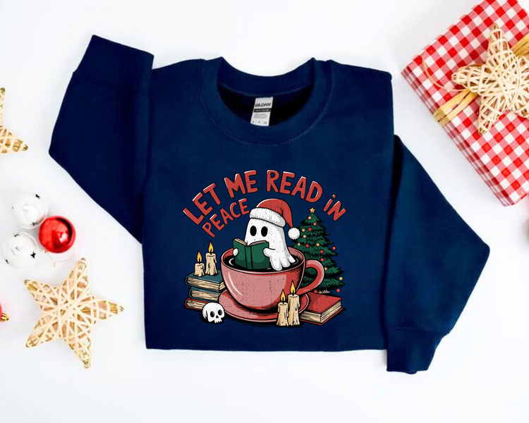 Let me read in peace Ghost Christmas Sweatshirts Hippo Boutique