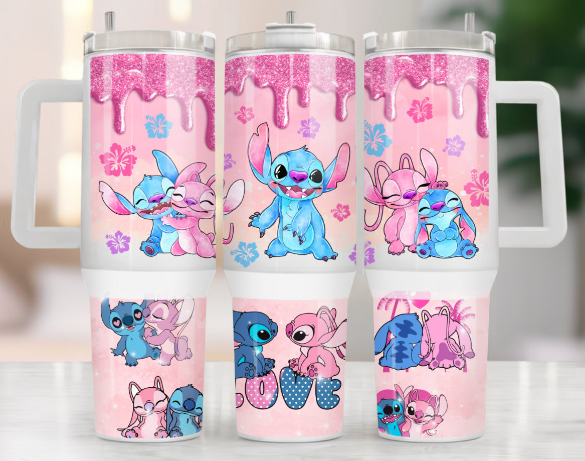40oz Stanley Tumbler - Stitch Love Drip Hippo Boutique